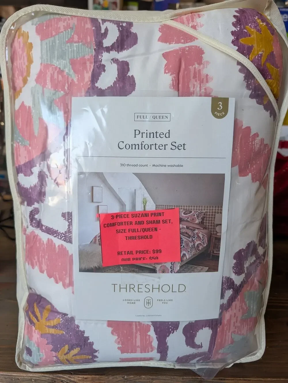 3-Piece Suzani Print Comforter and Sham Set, Size Full/Queen